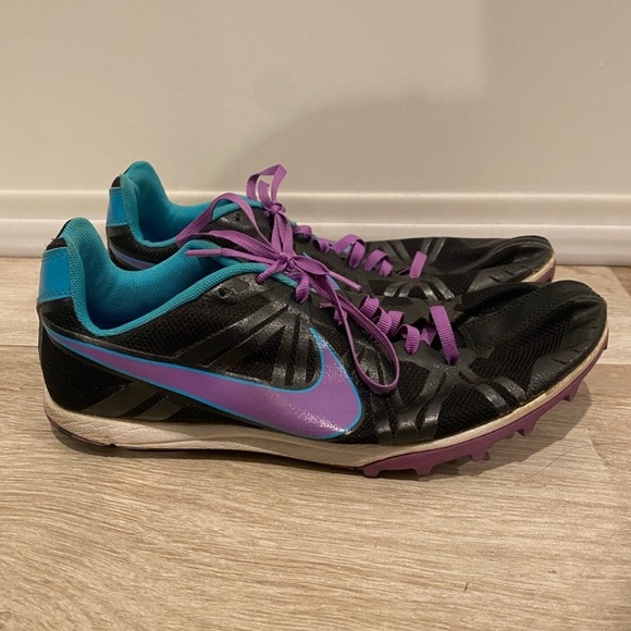 NIKE Track & Field JANA STR WFLE Black Purple Teal Running Shoes - Picture 7 of 7